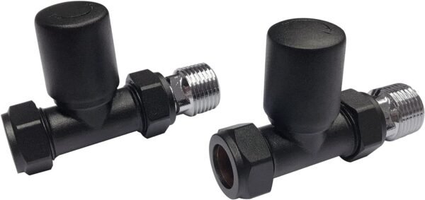 Straight Radiator Valves Black